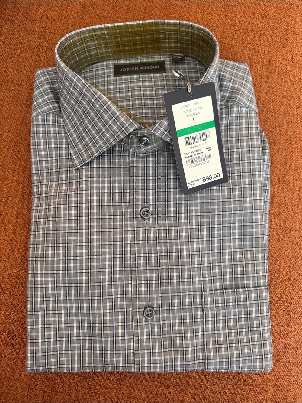 Joseph Abboud Gray Plaid Button-Down Shirt